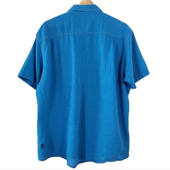 KUHL Organic Cotton Textured Blue Button Down Shirt mens XL - Picture 2 of 6